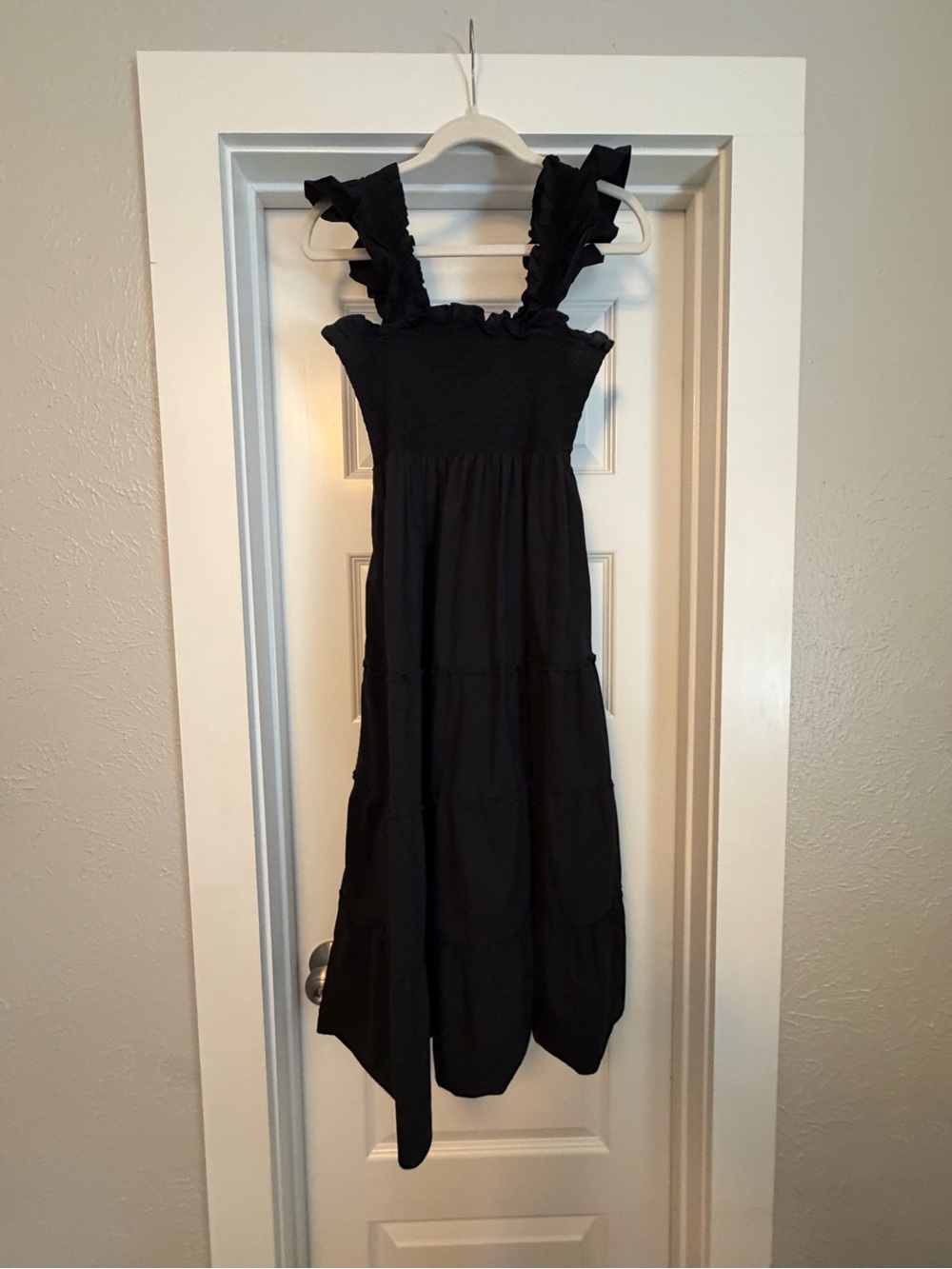 Hill House Black Ruffle-Strap Maxi Dress